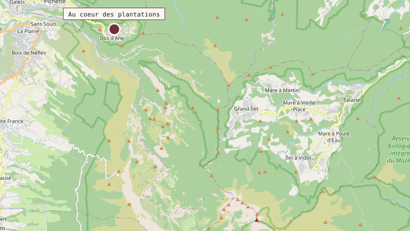 Carte situant Au coeur des plantations