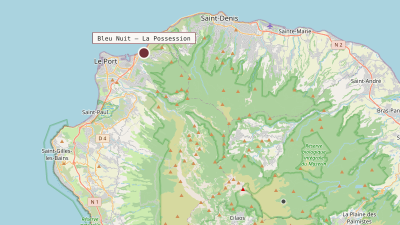 Carte situant Bleu Nuit — La Possession