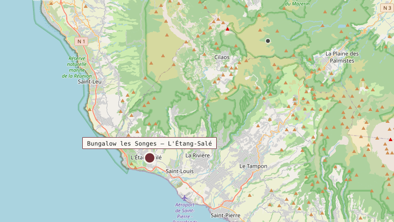 Carte situant Bungalow les Songes — L'Étang-Salé