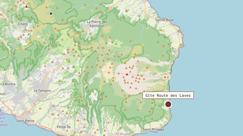 Carte situant Gîte Route des Laves