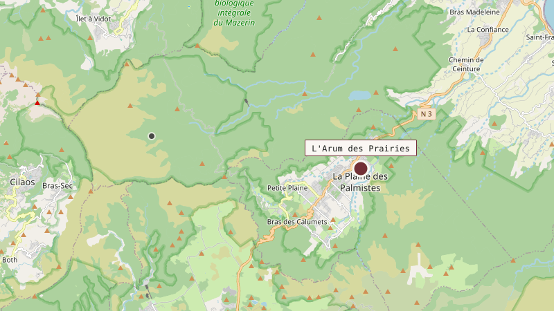 Carte situant L'Arum des Prairies
