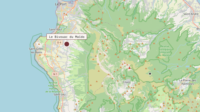 Carte situant Le Bivouac du Maïdo