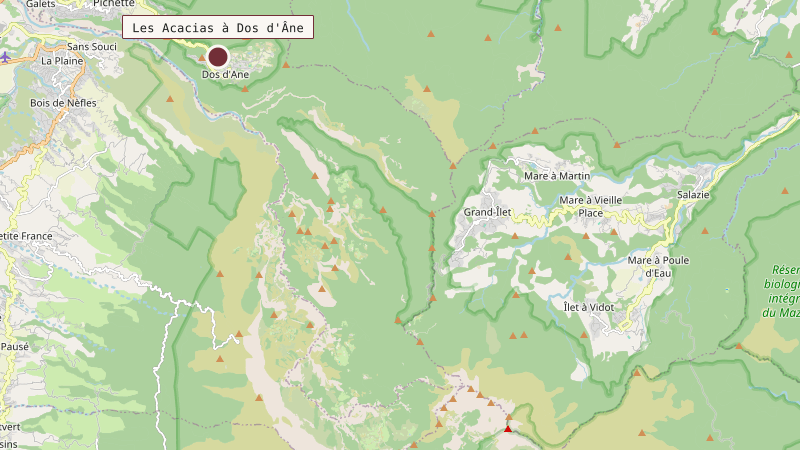Carte situant Les Acacias à Dos d'Âne