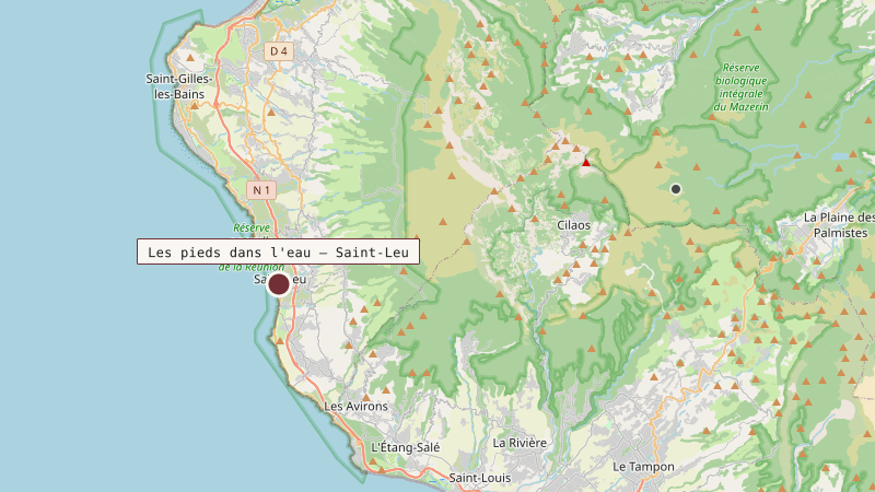 Carte situant Les pieds dans l'eau — Saint-Leu