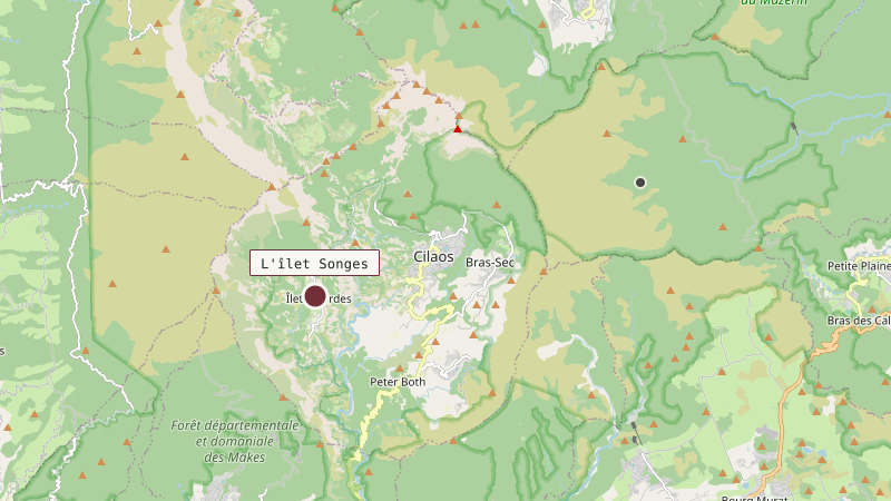 Carte situant L'îlet Songes