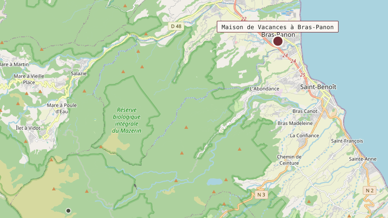 Carte situant Maison de Vacances à Bras-Panon
