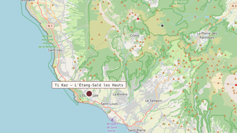 Carte situant Ti Kaz — L'Étang-Salé les Hauts