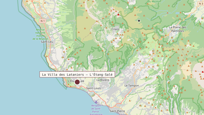 Carte situant La Villa des Lataniers — L'Étang-Salé