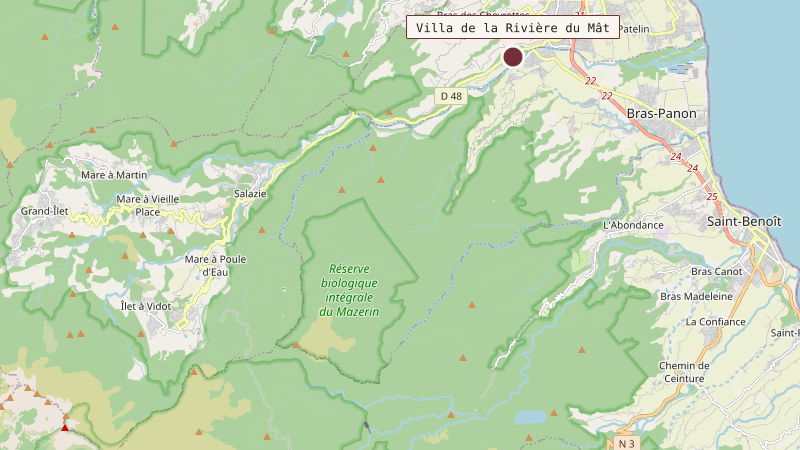 Carte situant Villa de la Rivière du Mât