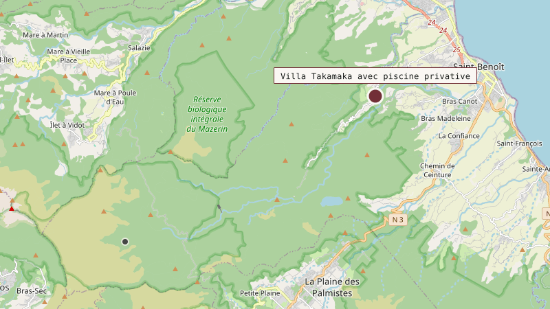 Carte situant Villa Takamaka avec piscine privative